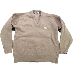 Monte Carlo Collection V-Neck Lambswool Sweater Beige 11 Classic Knit Warm Retro